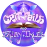 Crit Fails and Fairy Tales logo: a glowing d20 above an open book